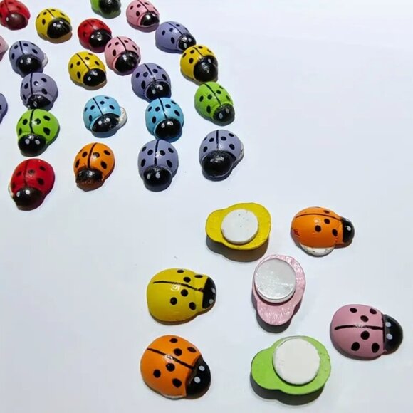 Set of TEN Colorful Bug Beetles Resin Charm Magnets - Picture 1 of 3